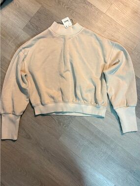 We The Free Cream Ribbed Cropped Mock Neck Top